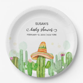 Rustieke Boho Fiesta Cactus Taco 'Bout A Baby show Papieren Bordje