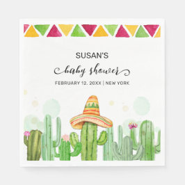 Rustieke Boho Fiesta Cactus Taco 'Bout A Baby show Servet