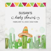 Rustieke Boho Fiesta Cactus Taco 'Bout A Baby show Wijn Etiket (Enkel label)