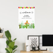 Rustieke Boho Fiesta Taco Cactus Baby shower Welko Poster (Thuiskantoor)