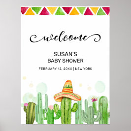 Rustieke Boho Fiesta Taco Cactus Baby shower Welko Poster