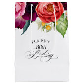Rustieke Boho Floral 80e verjaardag Medium Cadeauzakje (Achterkant)