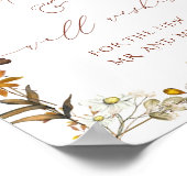 Rustieke Boho Floral Advies en wensen Trouwbord Poster (Hoek)