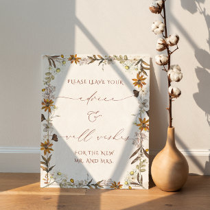 Rustieke Boho Floral Advies en wensen Trouwbord Poster