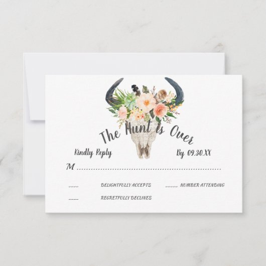 Rustieke Boho Floral Antelope Hunt is over RSVP Kaart (Voorkant)