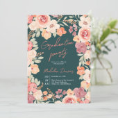  rustieke boho floral blauwgroen 3 foto's afstuder kaart (Staand voorkant)