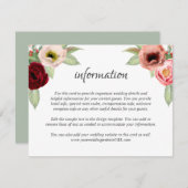 Rustieke Boho Floral bruiloft Details Informatie Informatiekaartje (Voorkant / Achterkant)
