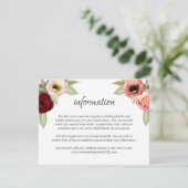 Rustieke Boho Floral bruiloft Details Informatie Informatiekaartje (Staand voorkant)