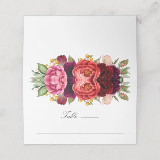 Rustieke Boho Floral bruiloft of evenement Plaatskaartje (Buitenkant ongevouwen)