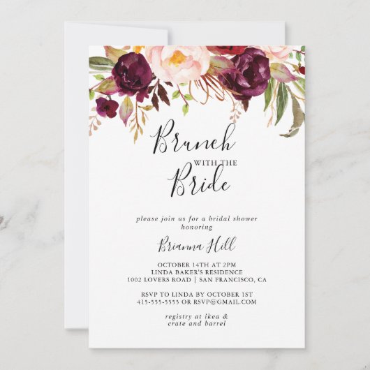 Rustieke Boho Floral Brunch met de bruidsdouche Kaart (Voorkant)