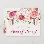 Rustieke Boho Floral Dreamcatcher Maid of Honor Ka Briefkaart (Voorkant / Achterkant)