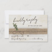 Rustieke Boho Floral Eco Hout Eucalyptus Wedding RSVP Kaartje (Voorkant)