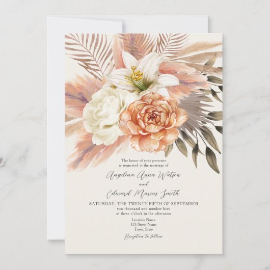 Rustieke Boho Floral Fall Wedding Kaart (Voorkant)