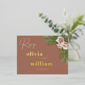 Rustieke Boho Floral Kerstvakantie RSVP-kaarten Folie Uitnodiging Briefkaart (Staand Voorkant)