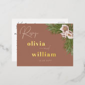 Rustieke Boho Floral Kerstvakantie RSVP-kaarten Folie Uitnodiging Briefkaart (Voorkant / Achterkant)