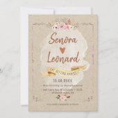 Rustieke Boho Floral Kraft bruiloft Kaart (Voorkant)