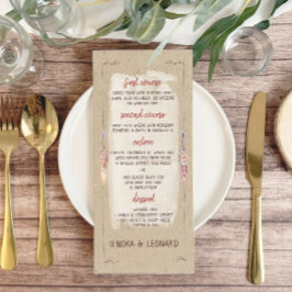 Rustieke Boho Floral Kraft bruiloft Menu