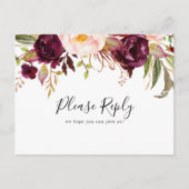 Rustieke Boho Floral Menu Keuze RSVP Briefkaart (Voorkant)