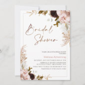 Rustieke Boho Floral met Pampas Lijst Vrijgezellen Kaart (Voorkant)