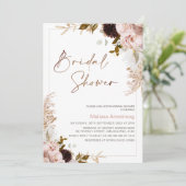 Rustieke Boho Floral met Pampas Lijst Vrijgezellen Kaart (Staand voorkant)