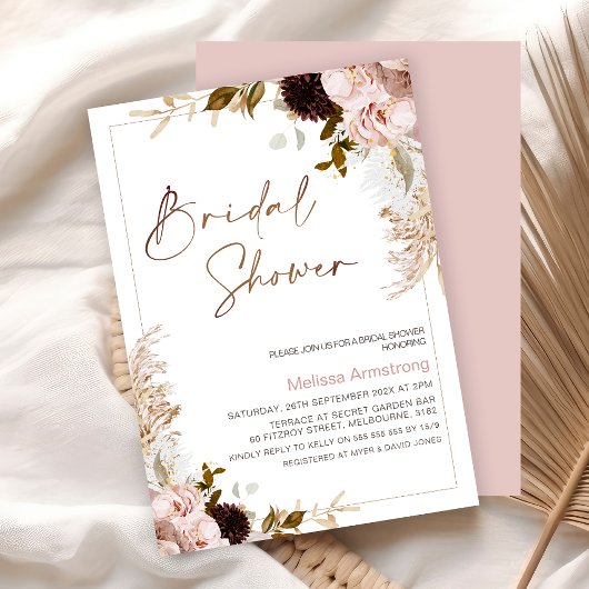 Rustieke Boho Floral met Pampas Lijst Vrijgezellen Kaart