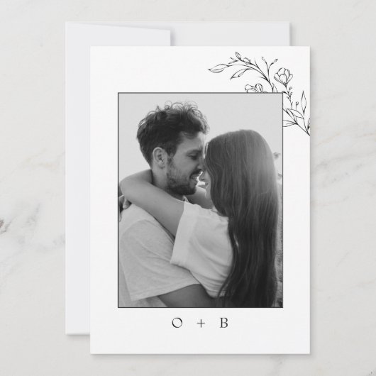 Rustieke Boho Floral Moderne minimalistische bruil Kaart (Achterkant)