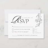 Rustieke Boho Floral Moderne minimalistische bruil RSVP Kaartje (Voorkant)