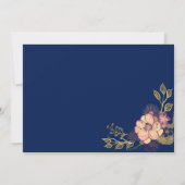 Rustieke Boho Floral Navy en Coral Wedding Kaart (Achterkant)