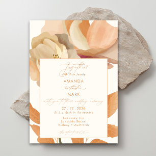 Rustieke Boho Floral Peach bruiloft uitnodiging