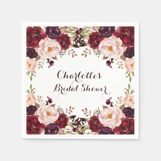 Rustieke Boho Floral Shabby Chic Rozen Papier Serv Servet (Voorkant)