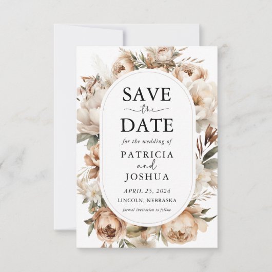 Rustieke Boho Floral Wedding Save The Date Kaart (Voorkant)