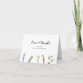 Rustieke Boho Floral Wildflower Elegante bruiloft Bedankkaart