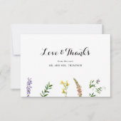 Rustieke Boho Floral Wildflower Elegante bruiloft Bedankkaart (Voorkant)