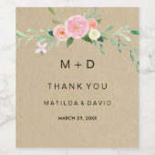 Rustieke Boho Foral Dank u Bruiloft Wijn Label Etiket (Enkel label)