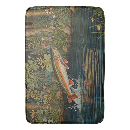 Rustieke boho forel zalm vis badmat (Voorkant Verticaal)