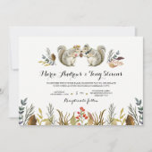 Rustieke Boho Forest Eekhoorns Waterverf Bruiloft Kaart (Voorkant)