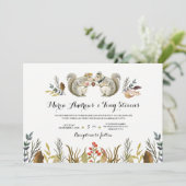Rustieke Boho Forest Eekhoorns Waterverf Bruiloft Kaart (Staand voorkant)