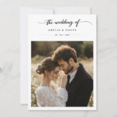 Rustieke Boho Foto Black Whimsy Kalligrafie Weddin Kaart (Voorkant)