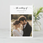 Rustieke Boho Foto Black Whimsy Kalligrafie Weddin Kaart (Staand voorkant)