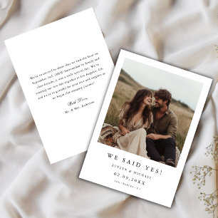 Rustieke Boho Foto Typografie We Zeiden Ja Trouwka Aankondiging