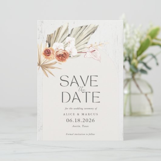 Rustieke Boho Fotobruiloft Bewaar de datum Save The Date (Staand voorkant)