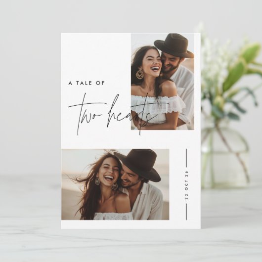Rustieke Boho Fotohuwelijksuitnodiging Kaart (Staand voorkant)
