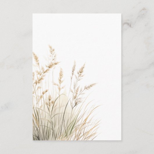 Rustieke Boho gedroogd Tan Grass bruiloft receptie Informatiekaartje (Achterkant)