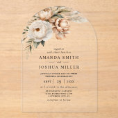 Rustieke Boho Gedroogde Bloemen & Pampas Grass Wed Acryl Uitnodigingen (Voorkant)