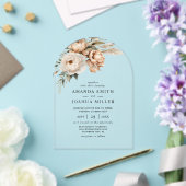 Rustieke Boho Gedroogde Bloemen & Pampas Grass Wed Acryl Uitnodigingen (Insitu (Huwelijk))