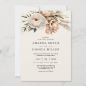 Rustieke Boho Gedroogde Bloemen & Pampas Grass Wed Kaart (Voorkant)