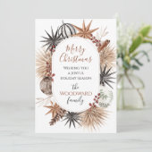 Rustieke Boho Gedroogde Botanische Kerst Feestdagenkaart (Staand voorkant)