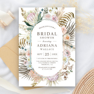 Rustieke Boho Gedroogde Palm Pampas Bloemrijke Bru Kaart