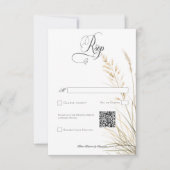 Rustieke Boho Gedroogde Tan Grass Bruiloft QR Code RSVP Kaartje (Voorkant)