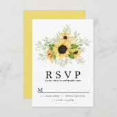 Rustieke Boho Gele Zonnebloem Zomer Bruiloft RSVP (Voorkant / Achterkant)